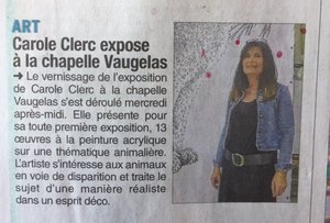 Article Le Dauphiné 9 Juillet 2016 Exposition Chapelle Vaugelas