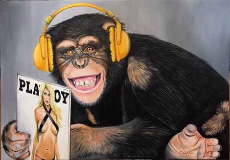 "Chimp'osé" Acrylique sur toile  116 x 81 cm -VENDU-