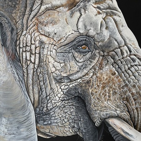 "Ganesh" Acrylique sur toile lin 70 x 70 cm - DISPONIBLE À LA VENTE -